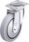 Kółko meblowe z szarą gumą i srebrną obudową metalową; odpowiednie do ciężkich obciążeń. Produkowane przez Blickle w Niemczech.