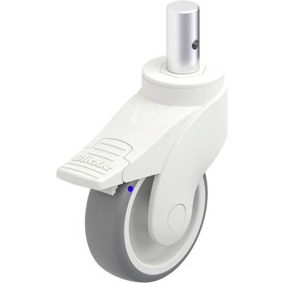 Rolka z hamulcem, używana głównie w urządzeniach medycznych lub środkach transportu, prezentuje nowoczesny design i funkcjonalność.