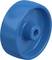 Niebieskie koło z tworzywa sztucznego, gładko i cylindrycznie ukształtowane, z centralnym otworem na oś.