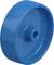 Niebieskie koło z tworzywa sztucznego o gładkiej powierzchni z centralnym otworem, przeznaczone do zastosowań przemysłowych i wózków transportowych.