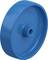 Niebieskie plastikowe koło z centralną piastą i wytłoczonym napisem '5 Blickle Germany'.