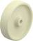 Beżowe plastikowe koło z centralnym otworem, gładkie i okrągłe, na białym tle.