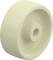 Beżowe plastikowe koło z gładką powierzchnią i centralnym otworem, odpowiednie do lekkich mebli lub urządzeń.