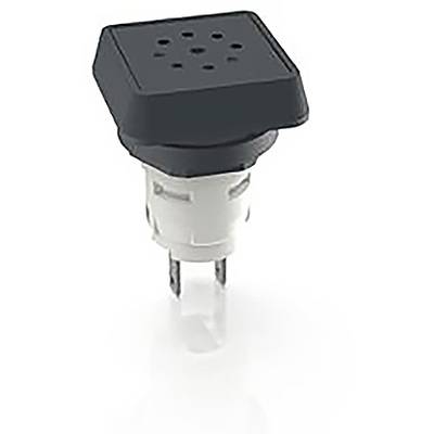 Czarny mikroswitch z kwadratowym przyciskiem i dwoma złączami, często stosowany do sterowania w urządzeniach elektronicznych.