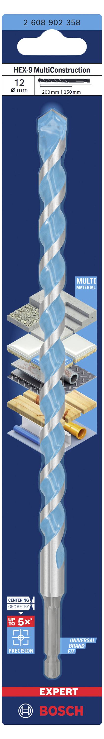 Wiertło 'Wiersz wielozadaniowy CYL-9', przeznaczone do różnych materiałów takich jak płytki ceramiczne, płyty gipsowe, drewno, plastik, metal. Marka Bosch.