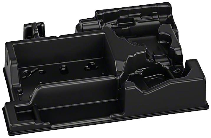 Czarna, ukształtowana część z tworzywa sztucznego z wieloma wgłębieniami i wypukłościami, prawdopodobnie przeznaczona do przytrzymywania lub transportowania obiektów.