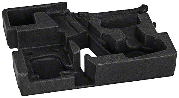 Czarny, ukształtowany nośnik piankowy z wieloma wycięciami i wyniesionymi obszarami, prawdopodobnie przeznaczony do umieszczania obiektów.