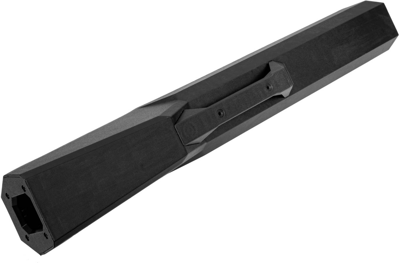 Czarny, sześciokątny klucz rurowy z uchwytem pośrodku, na jasnym tle.