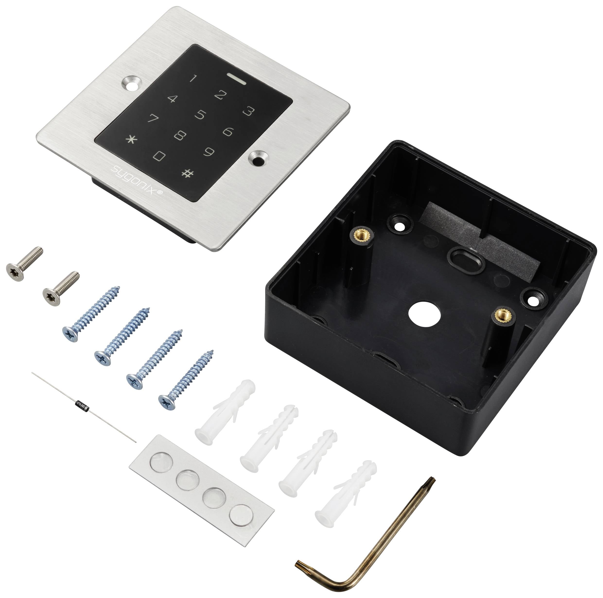 Кодова клавіатура з RFID Sygonix SY-6121664 для прихованого монтажу, накладного монтажу 12 В/DC, 18 В/DC IP66 з підсвічуванням кла