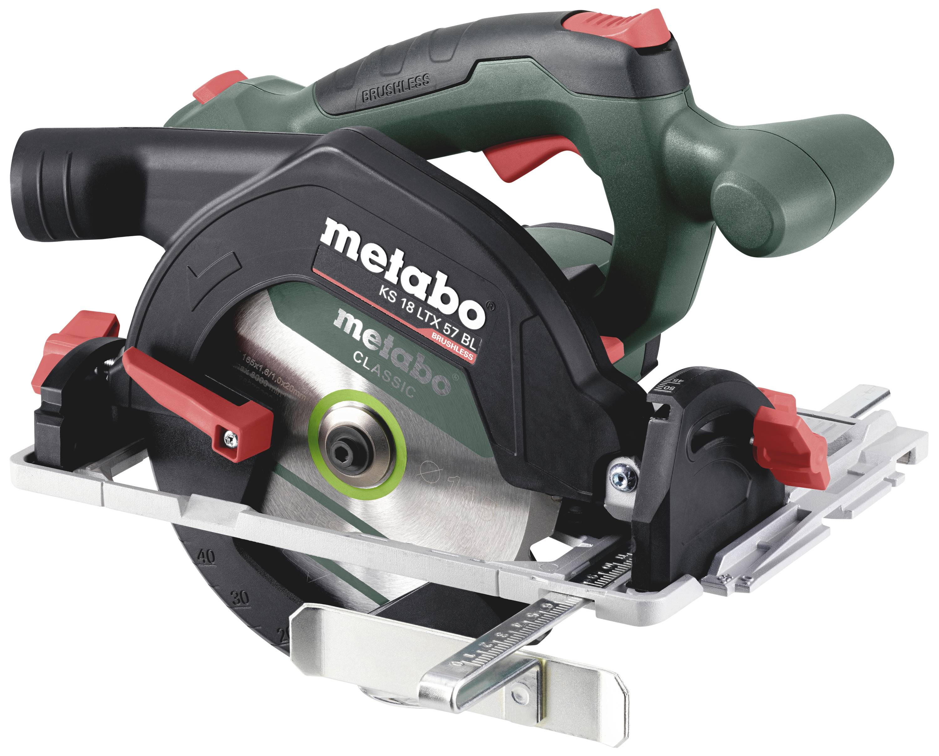 Акумуляторна дискова пилка Metabo KS 18 LTX 57 BL 18 V. Максимальна глибина різання (90°) 57 мм