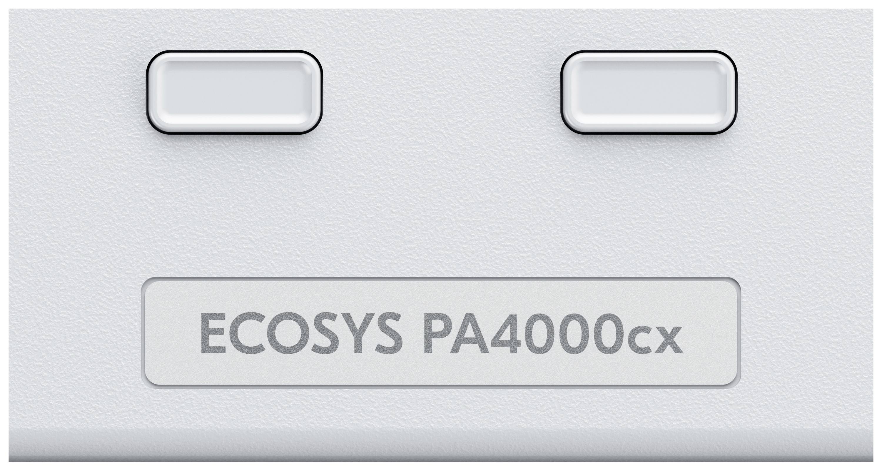Dwie przyciski na urządzeniu oznaczonym jako 'ECOSYS PA4000cx' poniżej.