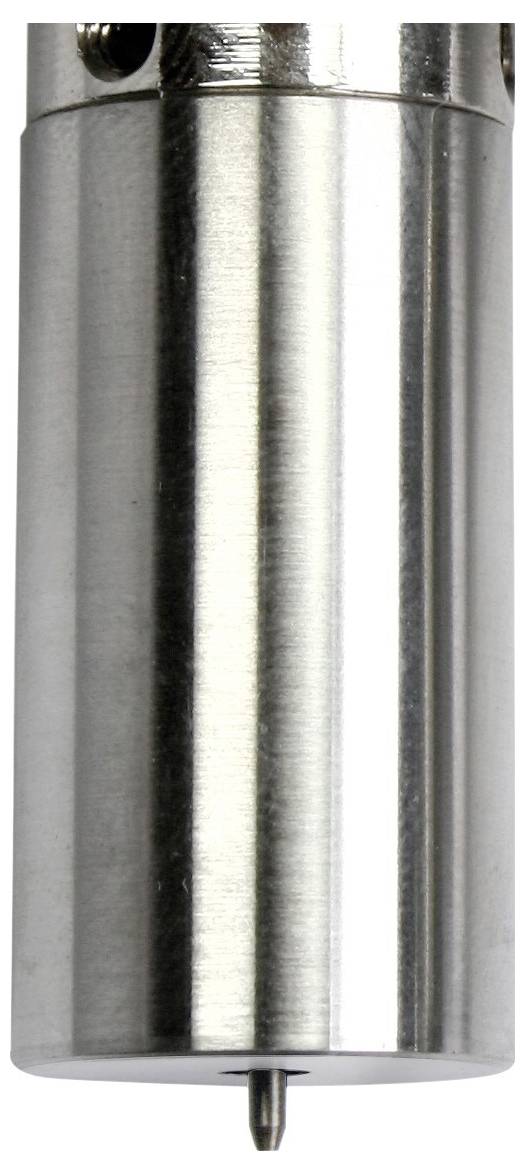 Srebrne, cylindryczne narzędzie metalowe o zwężającym się ku końcowi kształcie, które może być używane do prac wymagających precyzji.