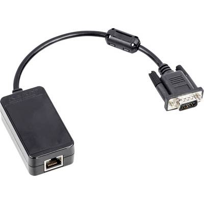 Kabel adaptacyjne z wtyczką VGA po jednej stronie i gniazdem Ethernet po drugiej, odpowiednie do połączeń sieciowych.