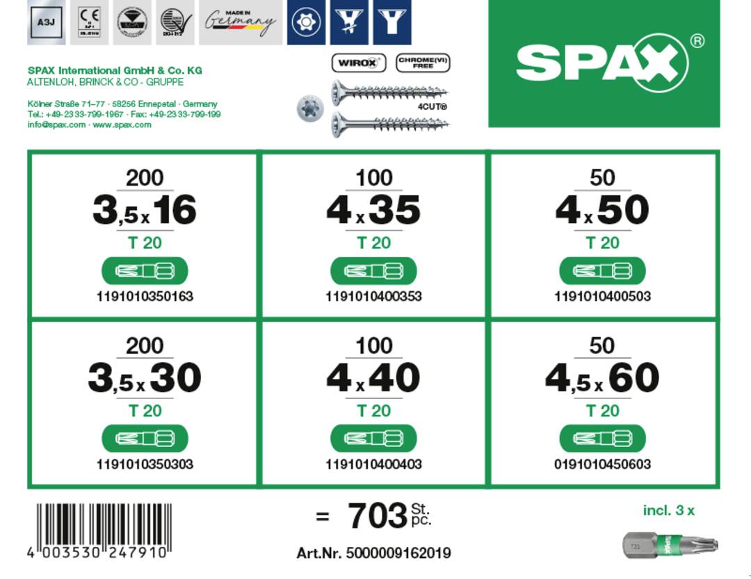 Асортимент гвинтів SPAX 5000009162019 1 комплект