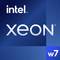 Obraz przedstawia logo Intel Xeon w7 na niebieskim tle.