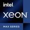 Logo serii Intel Xeon Max na ciemnoniebieskim tle.