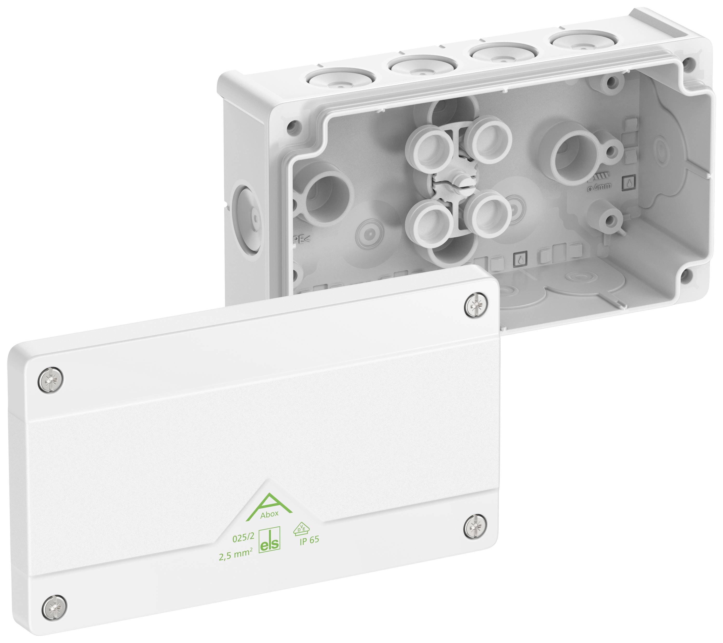 Розподільна коробка Spelsberg Abox 025/2-L/w, IP66, (Д x Ш x В) 87 x 152 x 52 мм, біла, 1 шт.