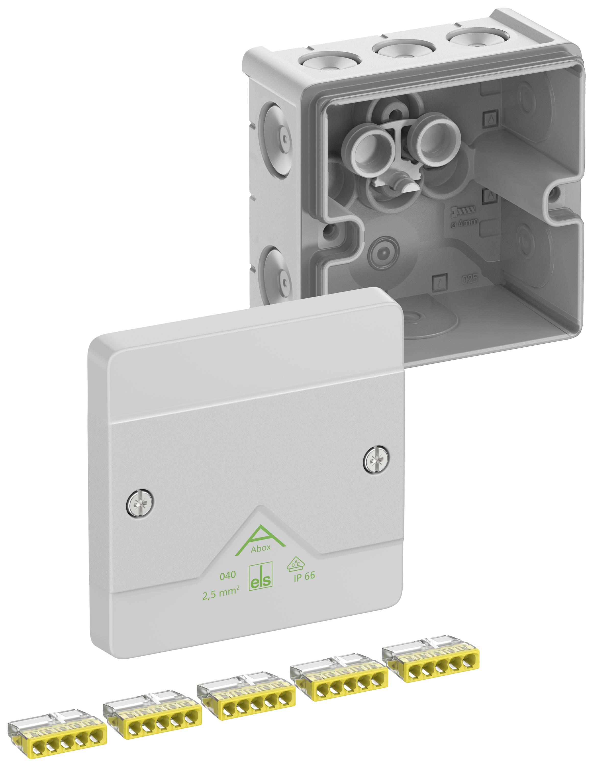 Розподільна коробка Spelsberg Abox 040-2.5², IP66, (Д x Ш x В) 102 x 102 x 57 мм, сіра, 1 шт.