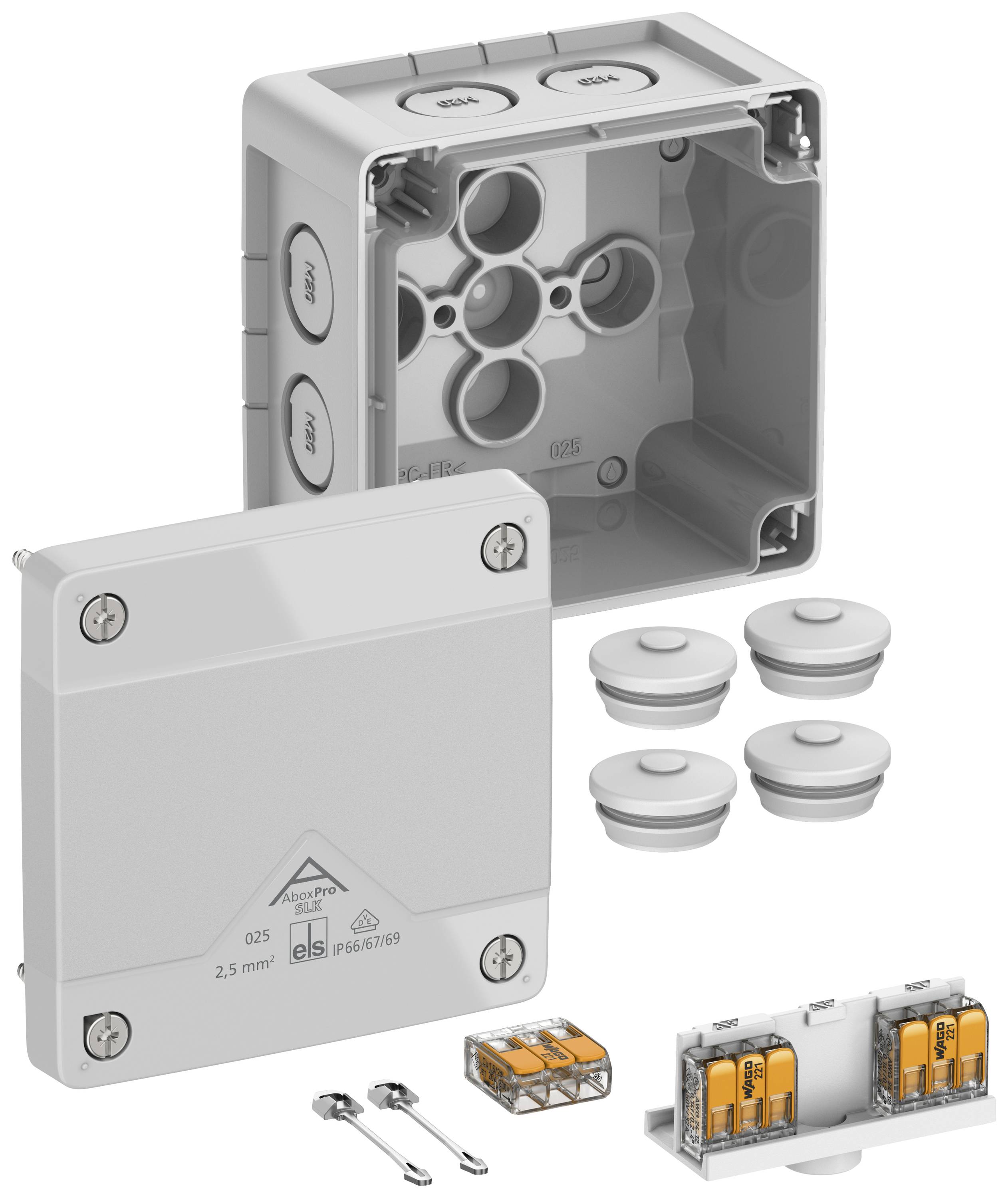 Розподільна коробка Spelsberg Abox Pro SLK-2.5², IP66, IP67, IP69, (Д x Ш x В) 92 x 92 x 60 мм, сіра, 1 шт.