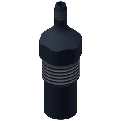 Czarny cylinder z karbowaną częścią środkową i wąskim, stożkowatym czubkiem.