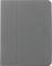Szara futerał do tabletu w formacie folio z przedniej okładką i grzbietem bocznym, pokazany zamknięty na jednolitym tle.