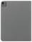 Szary etui na tablet w stylu folio z wycięciem na tylny aparat, pokazane zamknięte na zwykłym białym tle.