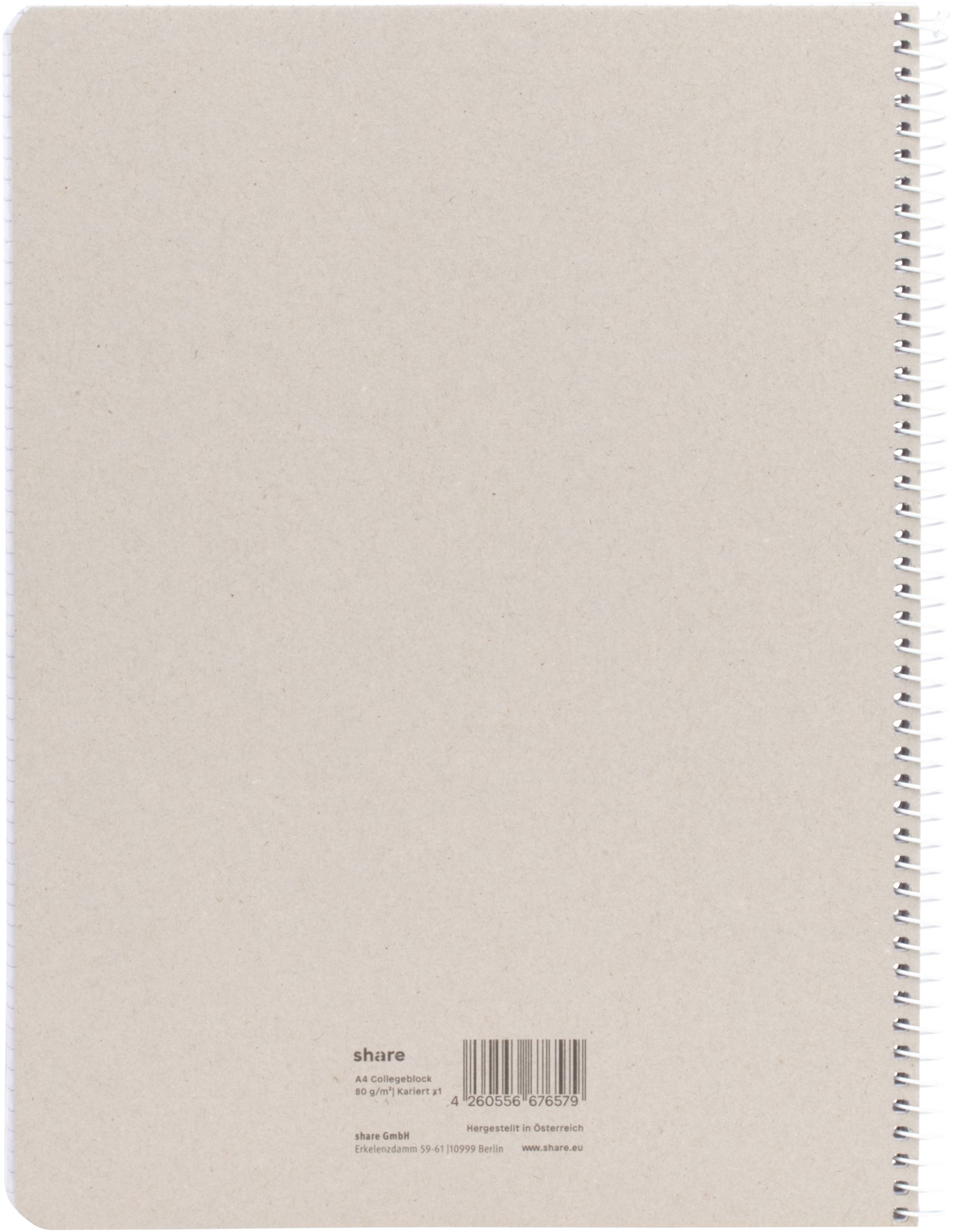 Szary zeszyt w kratkę na spirali z małym kodem kreskowym na tylnej stronie i tekstem w dolnej części.