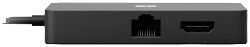 Czarna elektroniczna skrzynka z portem Ethernet i złączem HDMI. Prawdopodobnie służy do podłączania sieci i wyświetlaczy.