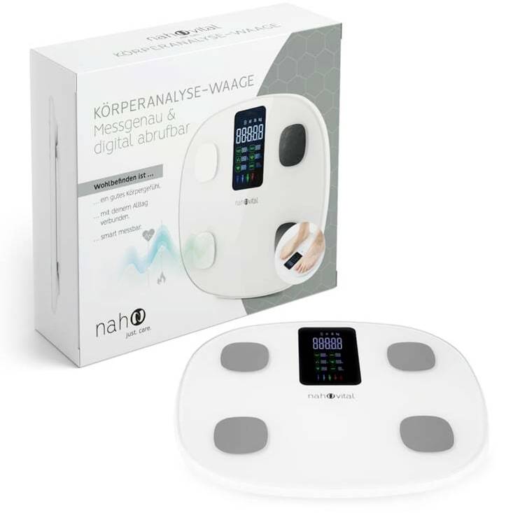 Розумні ваги для аналізу тіла nah-vital nah-vital 6V, цифрові, діапазон вимірювання макс. = 180 кг, білі