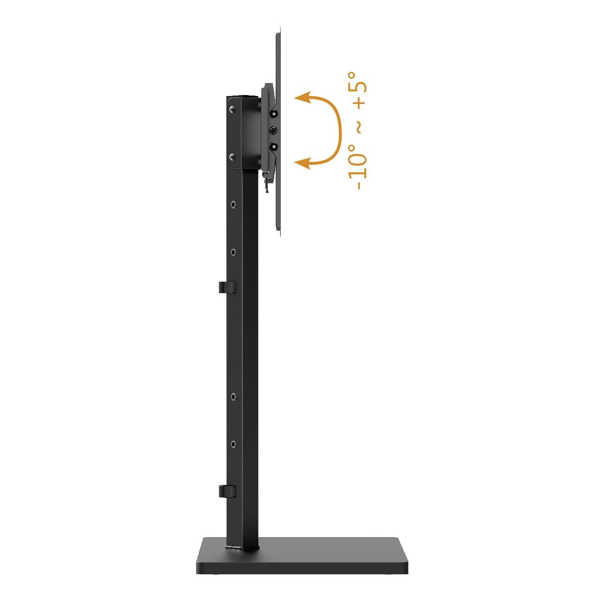 Stojak na monitor z widocznym ramieniem z regulacją wysokości. Kąt nachylenia ekranu można regulować w zakresie od -10° do +5°.