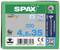 Opakowanie SPAX: Zawiera 200 śrub ze stali nierdzewnej, 4,5 x 35 mm, odporne na korozję, z gniazdem Torx T20, z informacjami o produkcie i kodem QR.