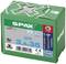 Zielona paczka SPAX z 200 wkrętami, rozmiar 3,5x35 mm, Torx T15, nierdzewne. Wyprodukowane w Niemczech.
