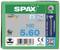 Opakowanie wkrętów Spax, 100 sztuk, rozmiar 5x60 mm, ze stali nierdzewnej kwasoodpornej, A2 1.4567, z kodem QR i certyfikatami.