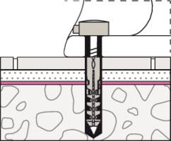 Diagram przedstawia instalację kotwy gruntowej: Kotwa jest prowadzona przez różne warstwy gruntu, aby zapewnić stabilność.