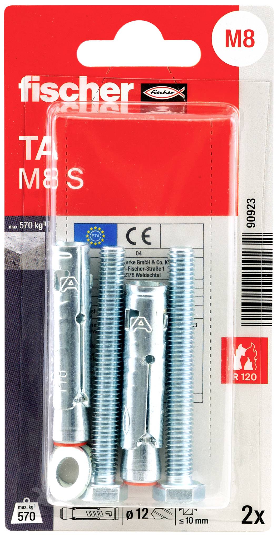 Fischer 090923 TA M8 S/10 K NV Надміцний анкер 1 комплект