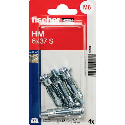 Opakowanie kotwi do ścian pustych Fischer HM 6x37 S M6, 4 sztuki, do montażu w ścianach pustych.