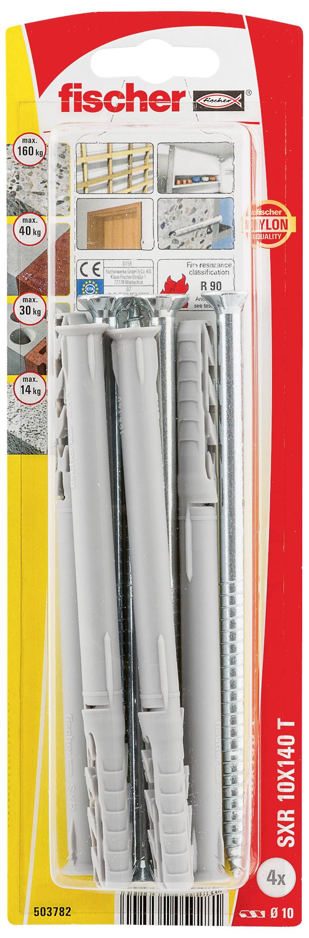 Fischer 503782 SXR 10 x 140 T K NV Монтажний дюбель зі збільшеною довжиною 140 мм 1 комплект