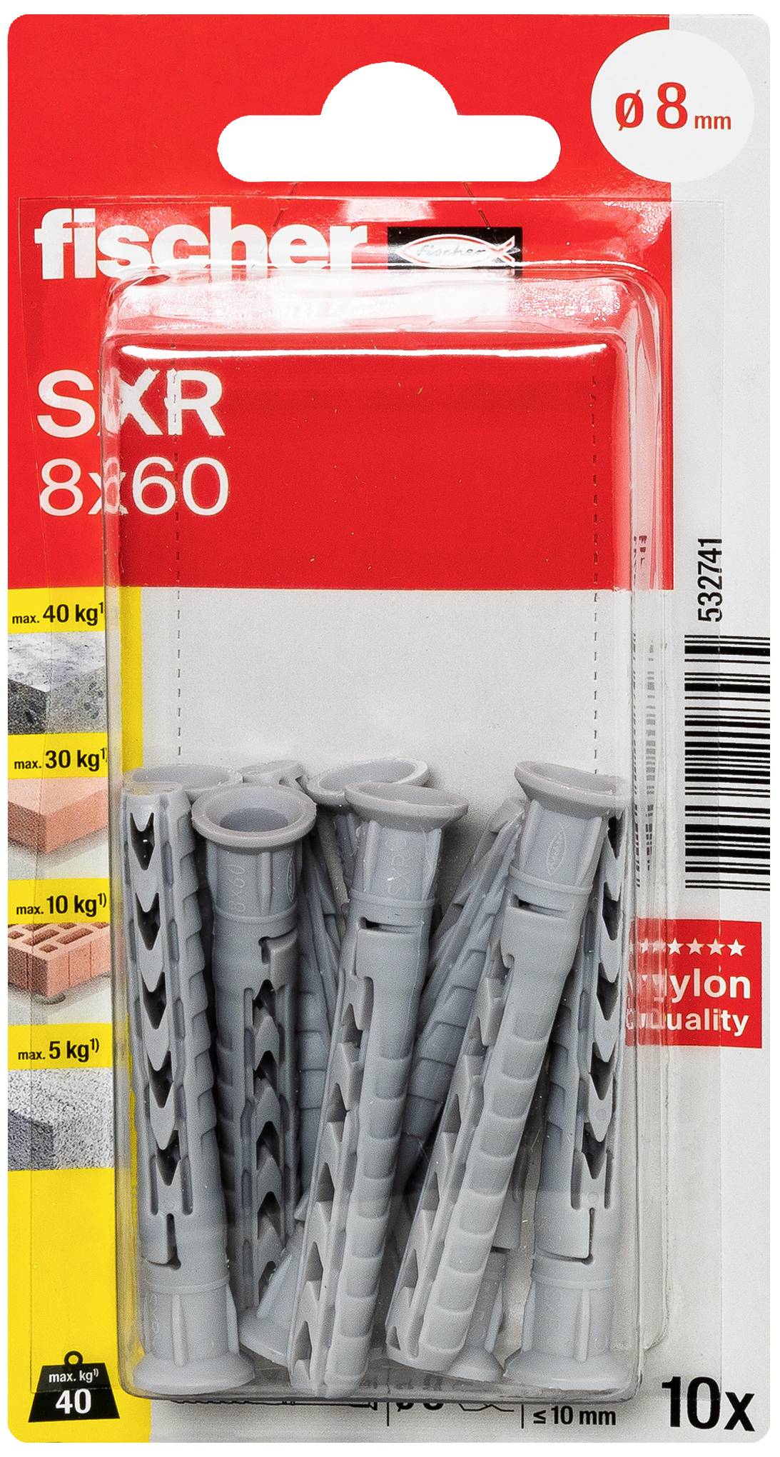 Fischer 532741 SXR 8 x 60 K NV Монтажний дюбель зі збільшеною довжиною 60 мм 8 мм 1 комплект