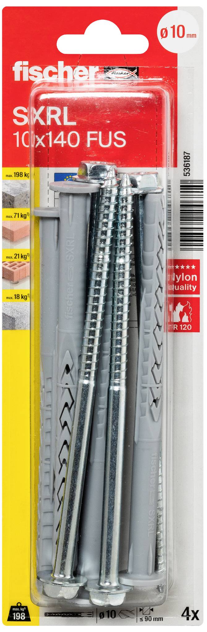 Fischer 536187 SXRL 10 x 140 FUS K NV Монтажний дюбель зі збільшеною довжиною 140 мм 1 комплект