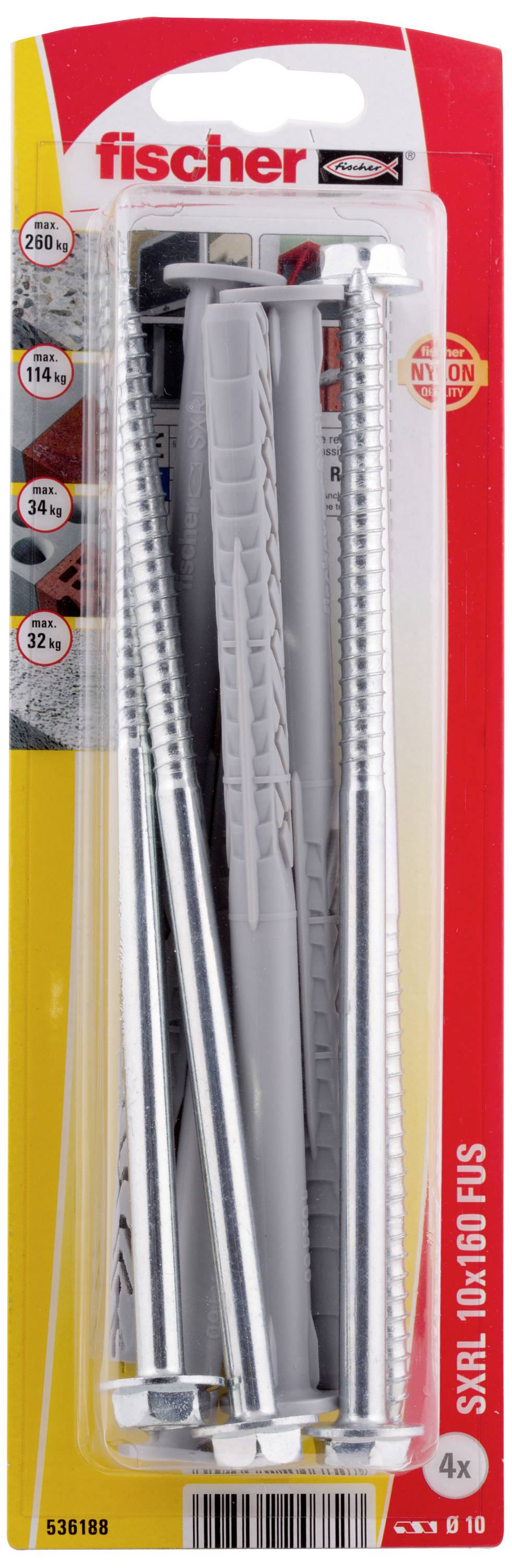 Fischer 536188 SXRL 10 x 160 FUS K NV Монтажний дюбель зі збільшеною довжиною 160 мм 1 комплект