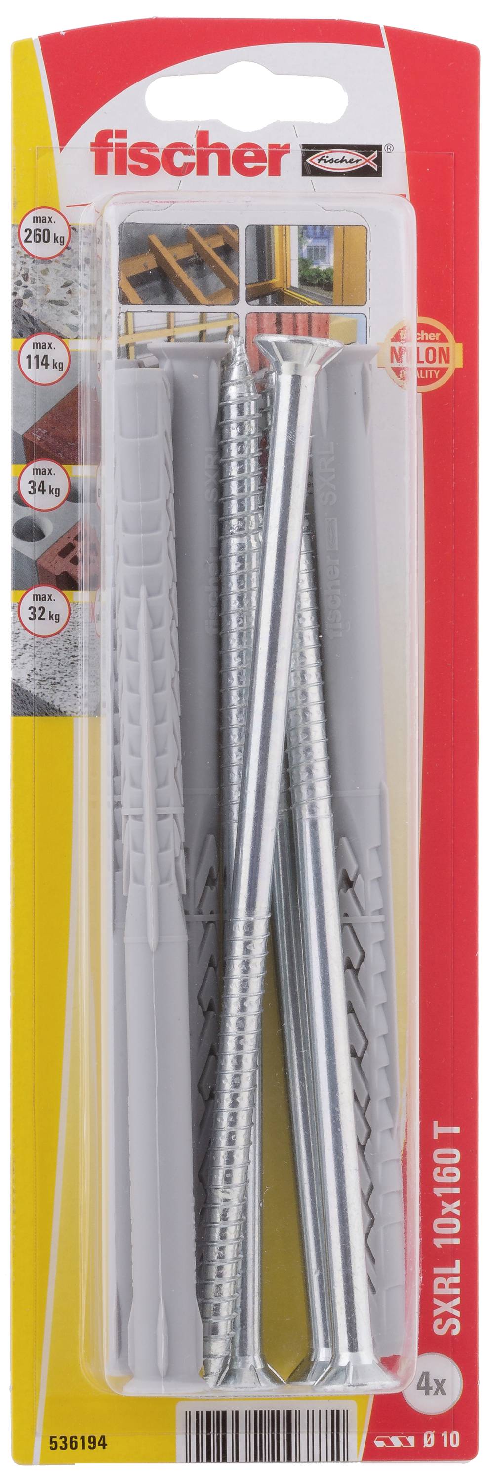 Fischer 536194 SXRL 10 x 160 T K NV Монтажний дюбель зі збільшеною довжиною 160 мм 1 комплект