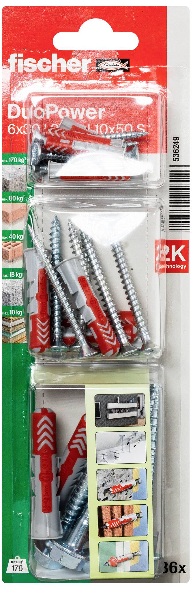 Fischer 536249 DuoPower 6,8,10 S K NV Універсальний штекер 1 комплект