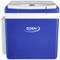 Niebieska lodówka turystyczna z białą pokrywą, z napisem 'ZORN Quality Coolers'. Idealna do transportu i chłodzenia żywności oraz napojów.