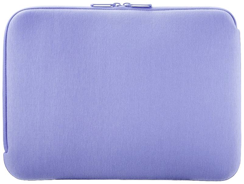 Fioletowe etui na laptopa z zamkiem błyskawicznym, prosty design.