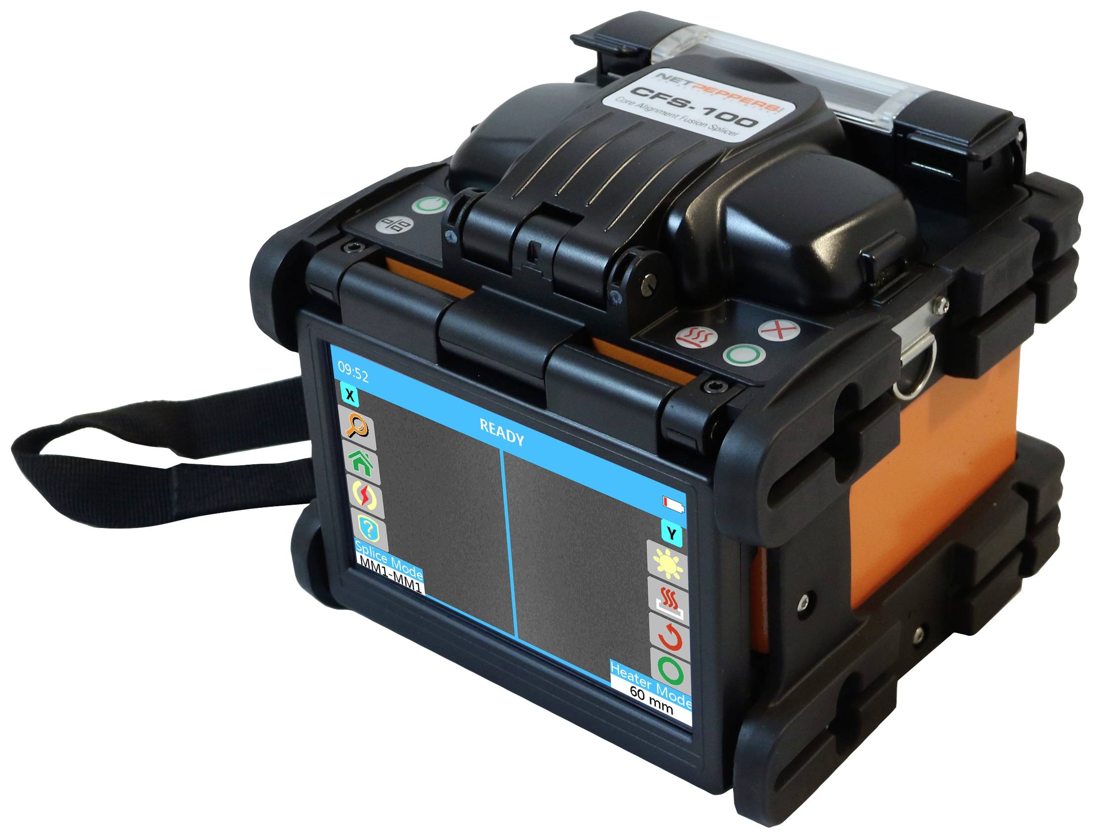 Przenośne urządzenie elektroniczne z ekranem i klawiszami, prawdopodobnie przeznaczone do zastosowań technicznych lub naukowych.