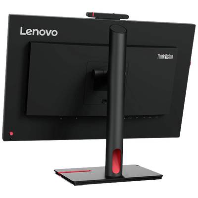 Tył monitora Lenovo ThinkVision, czarny z elegancką podstawą. Logo marki widoczne w lewym górnym rogu.