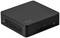 Mały, czarny miniaturowy komputer. Z przodu widoczne dwa porty USB, gniazdo audio i przycisk zasilania. Po bokach kratki wentylacyjne.