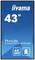 Monitor 43-calowy 4K UHD firmy Iiyama, model ProLite LH4375UHS-B1AG, z niebieskim tłem graficznym.