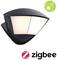 Czarna lampa ścienna z wbudowanym logo Zigbee, prezentująca design lampy i jej kompatybilność z technologią Zigbee.
