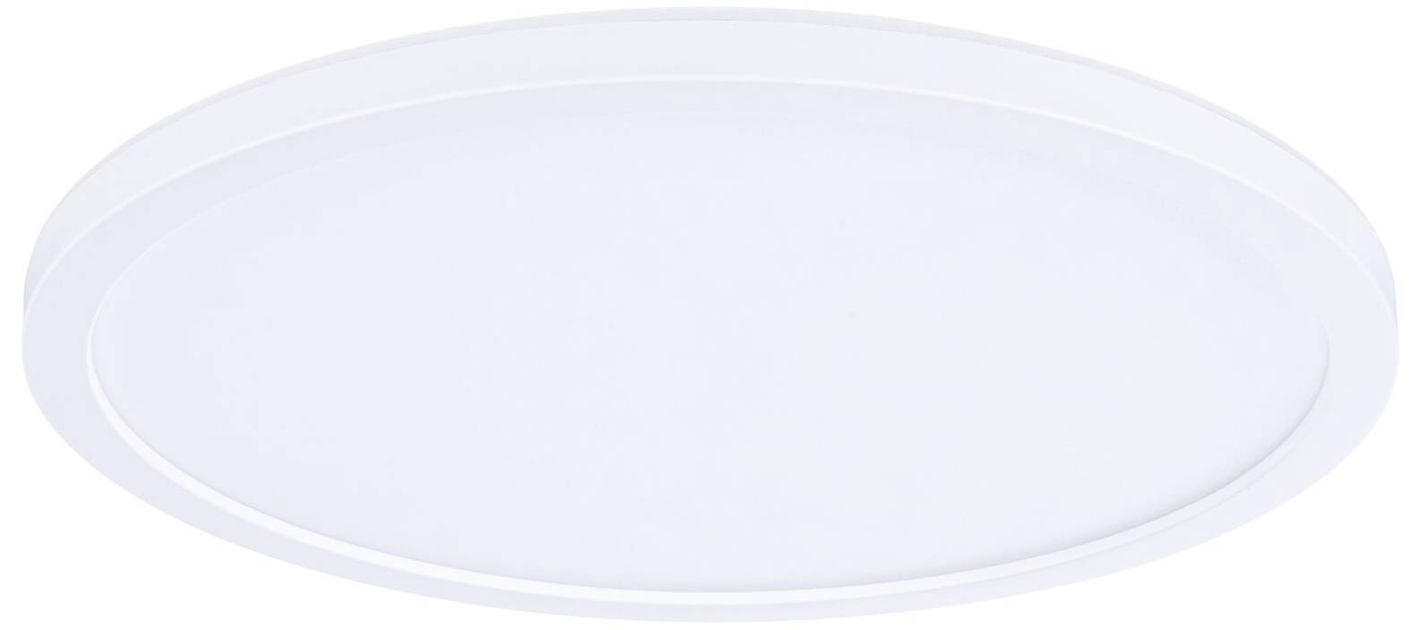 Biała, okrągła lampa sufitowa o prostym, nowoczesnym designie. Nadaje się do równomiernego oświetlenia wnętrz.